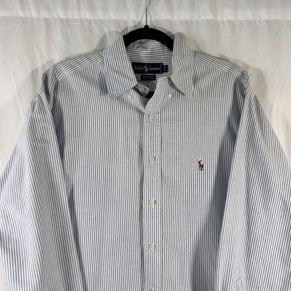 Ralph Lauren Dress Shirt Men 16 34 Striped Button Up Long Sleeve Yarmouth - Picture 2 of 10